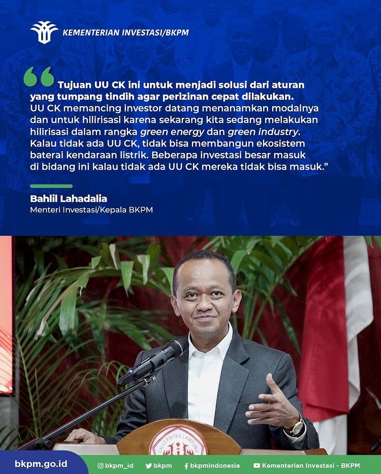 Menteri Bahlil Ajak Mahasiswa Diskusi Soal Peran UU CK pada Perkembangan Investasi di Indonesia